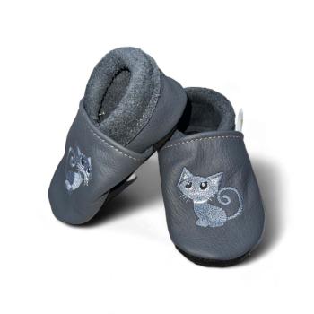 Lauflernschuhe Katze auf grau